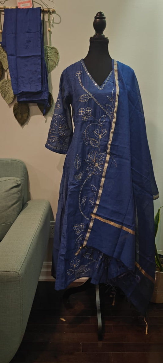 Chanderi Silk Kurti Set