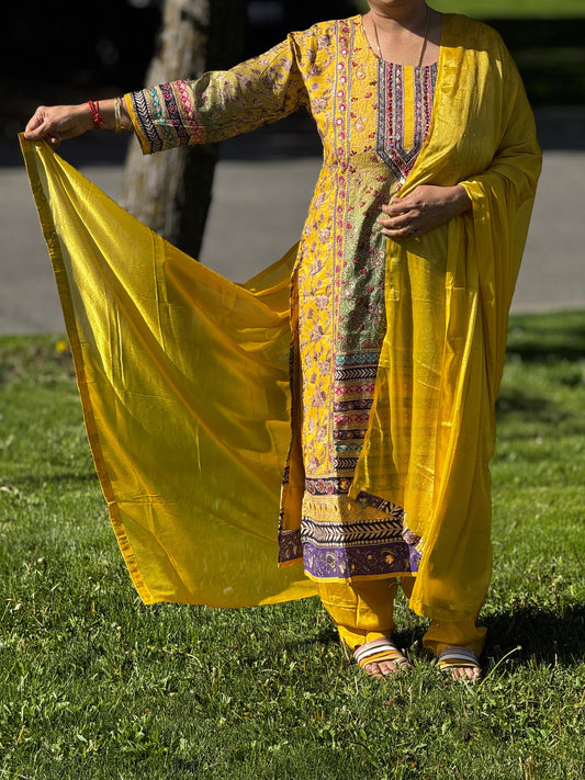 3pc Modal Silk Kurti Pant & Dupatta